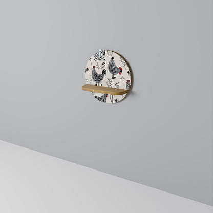 HAPPY HENS Round Art Shelf In Oak Effect