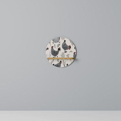 HAPPY HENS Round Art Shelf In Oak Effect