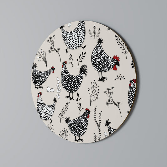 HAPPY HENS Round Wall Art