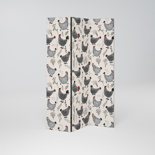 HAPPY HENS Decorative 3-Panel Room Divider
