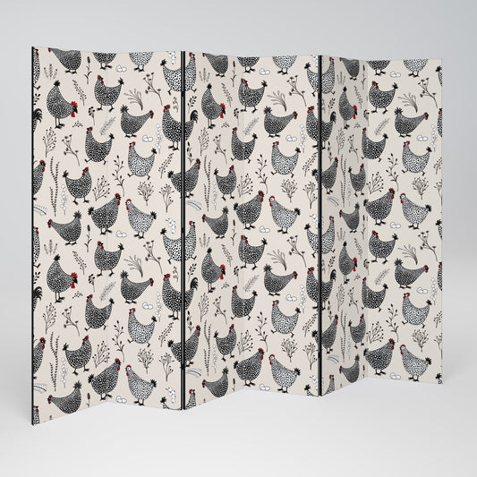 HAPPY HENS Decorative 6-Panel Room Divider