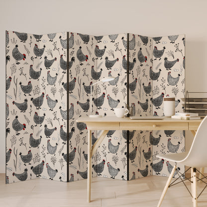 HAPPY HENS Divisorio decorativo per ambienti a 6 pannelli